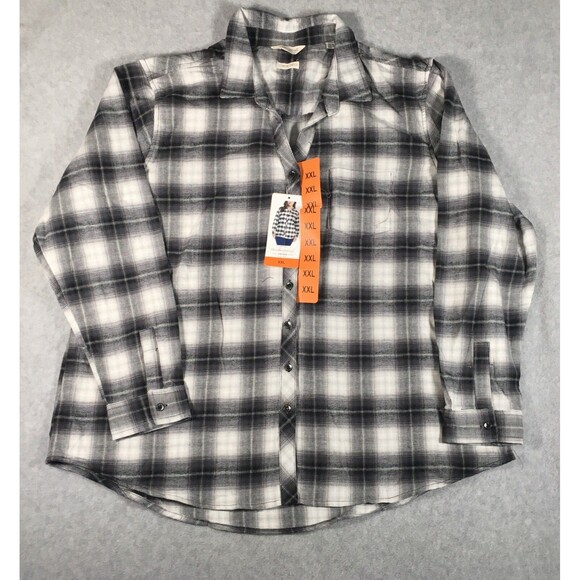 Weatherproof Vintage Ladies' XXL Long Sleeve Flannel Shirt Black/White Plaid - Picture 1 of 15